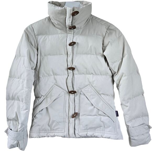 Patagonia Womens Down Puffer Toggle Zip Coat Jacket Off White Winter Size XS EUC - Picture 1 of 16